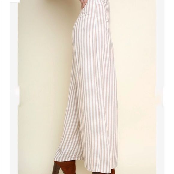 High waist vertical stripe wide leg pants comfchic - Picture 1 of 5